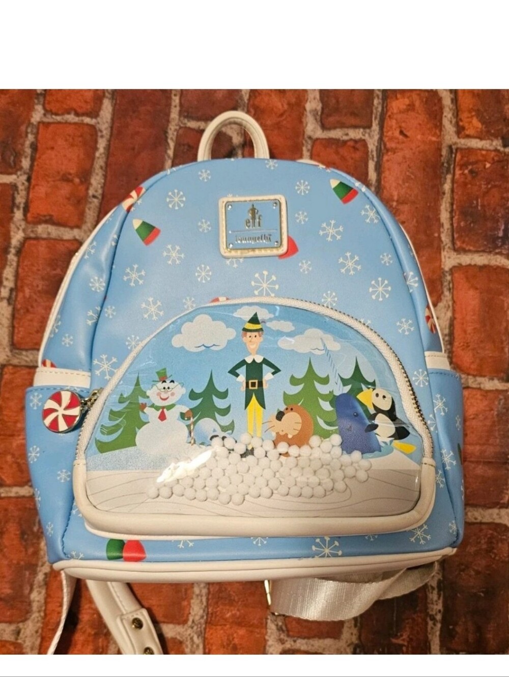 Loungefly Elf Movie Buddy and Friends Snowball Fight Holiday Mini Backpack